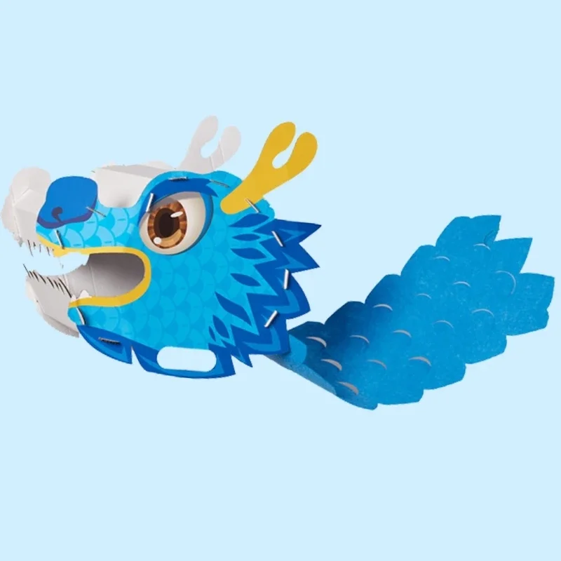 Chinese Paper Dragon Head Mask Chines New Year Supplies for Kid Adult Christmas