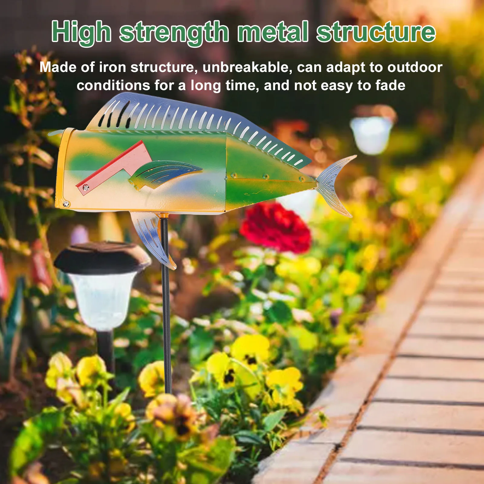 Large Metal Mail Box Fish Shape Iron Post Box Large Capacity Mailboxes for Outside Residential Home