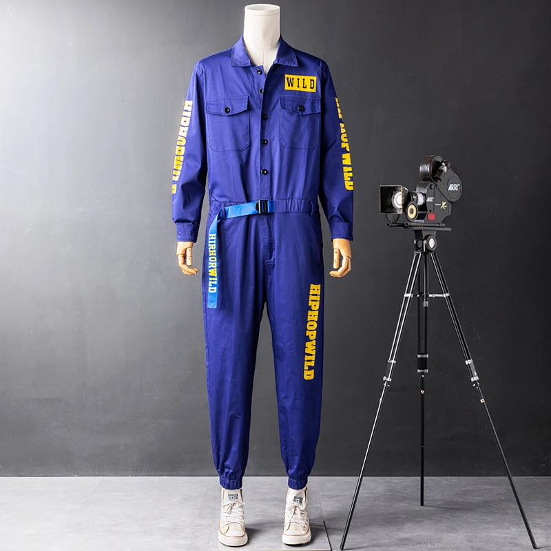 

Casual Long Sve One-Piece Suit Jaet Set for Men Workwear Sle Youth Trend Autumn Collection Anti-Stain Regular Fit