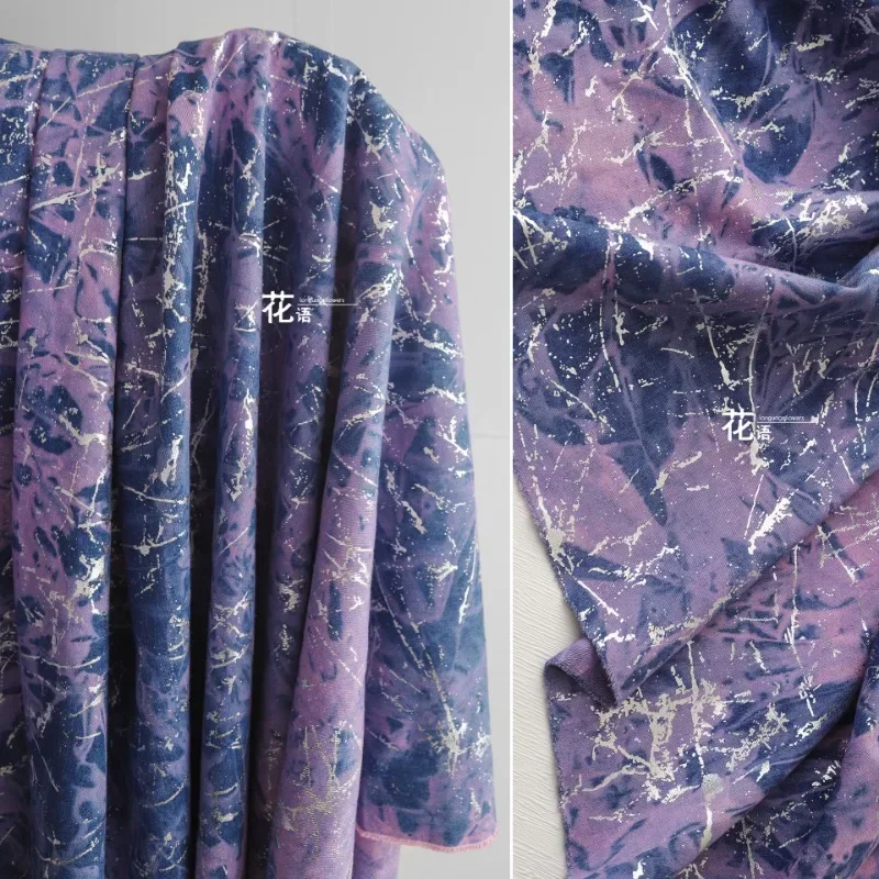 

Окрашенная в галстук винтажная джинсовая жаккардовая ткань для платья Cheongsam, модельерская ткань на метр, одежда, шитье своими руками