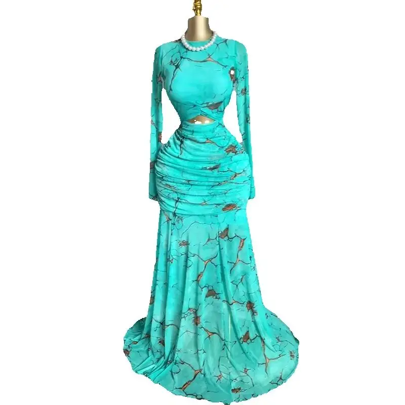 عالية الجودة المرأة مثير كم طويل قطع فستان ماكسي موضة ملهى ليلي حفلة ثوب مسائي عيد ميلاد فساتين لحفلات الكوكتيل Vestido #6