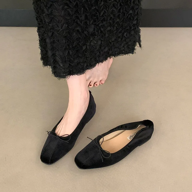 Modische Damen-Seidenballerinas mit Erhöhter Sohle, Schmetterlingsknoten, Flache Ballerinas für Damen, Frühling/Herbst Neuheit – Detail 2