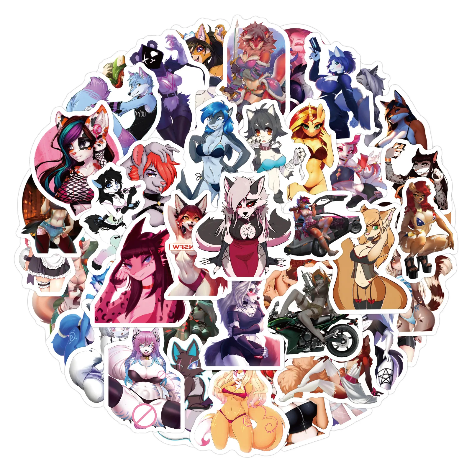 

60pcs New Sexy Furry Doodle Decorative Notebook Suitcase Cartoon Sticker