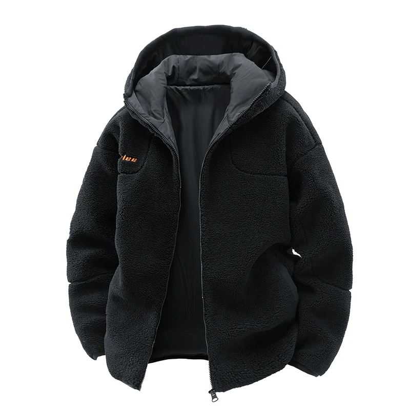 

Winter New Fashionable Trendy Thick Warm Lamb Fleece Cotton Coat for Men's Casual Loose Sports High Quality Large Size Coat