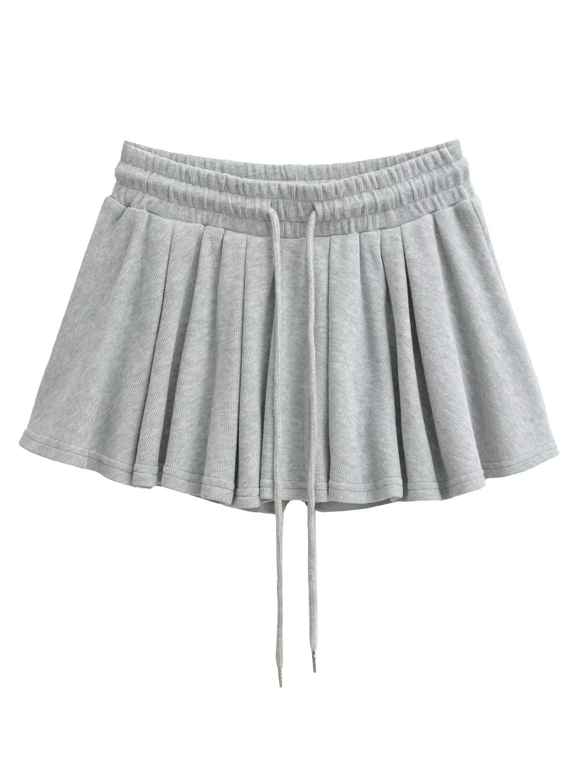 Sweet And Spicy High Waist Dstring Pleated  Skirt Women's Elastic Waist Anti-Light A-Line ort Skirt Spor Sle