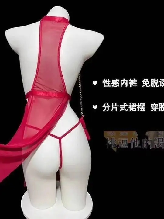 Mini robe transparente en dentelle et maille exotique, uniforme Sexy, tentation ajourée, Cheongsam SM, pyjama, robe élégante pour Couple, rencontres, ETB8