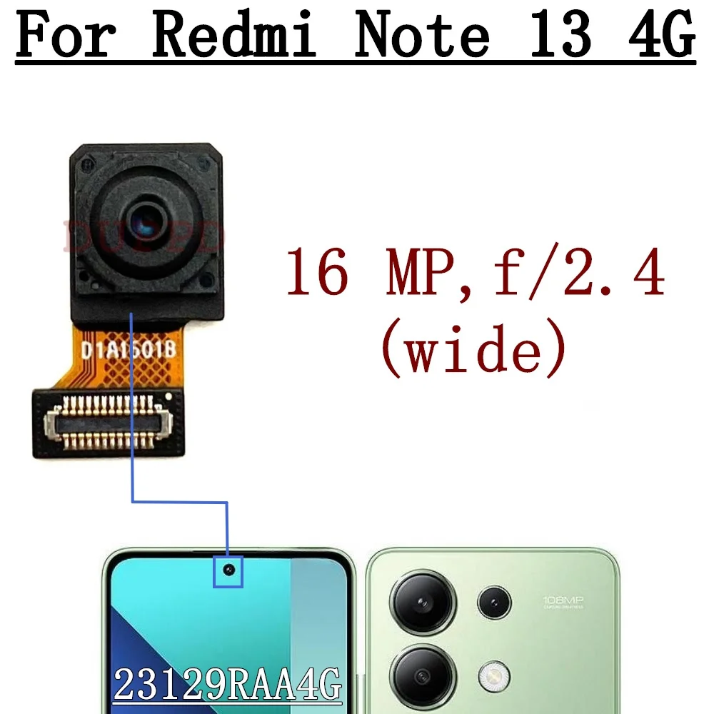 Fotocamera posteriore anteriore per Xiaomi Redmi Note 13 Note13 4G Selfie frontale rivolto verso il retro cavo flessibile del modulo della