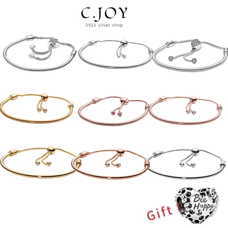 Bracelet saupoudrer en argent regardé 100% véritable pour femme, breloque coeur d'amour, bijoux à bricoler soi-même, convient à l'original, haute qualité, offre spéciale, 925