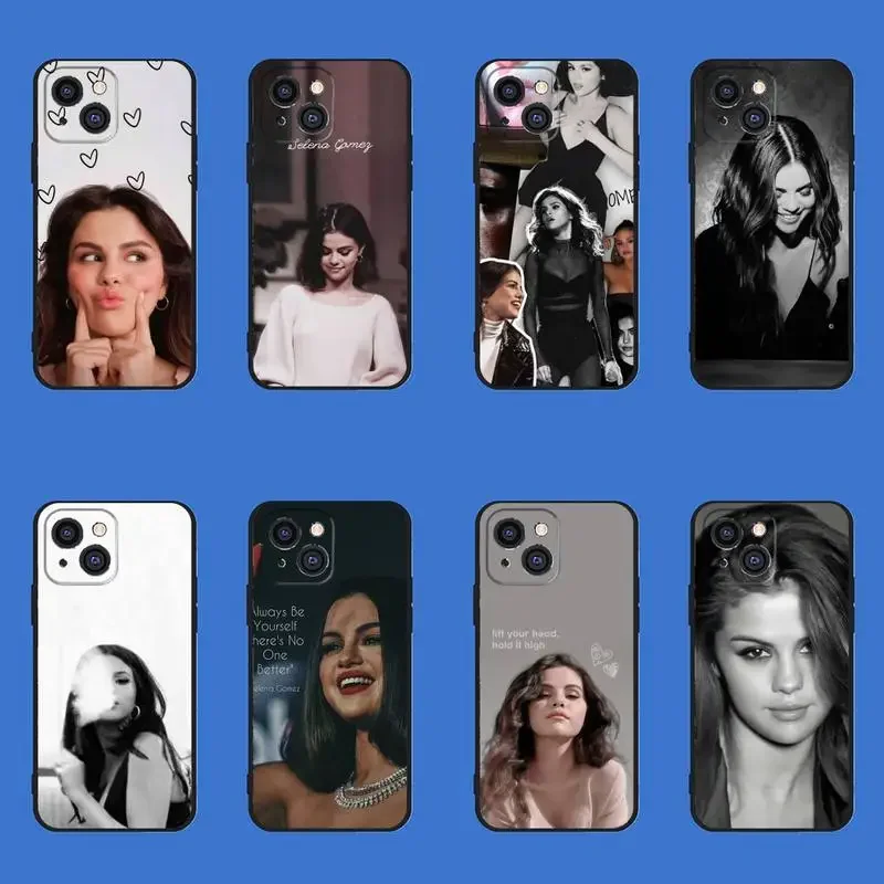 Cute Selena Gomez Celebrity Phone Case For iPhone 11 12 Mini 13 14 15 PRO XS MAX X XR 6 7 8 Plus Black Shell