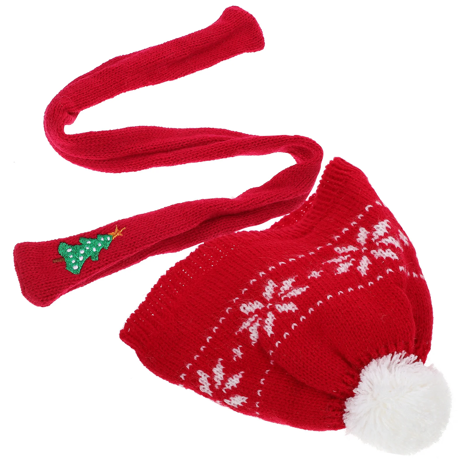 1 مجموعة قبعة ثلج صغيرة ووشاح عيد الميلاد محبوك ملحق طويلة الأمد عيد الميلاد زخرفة غطاء الزخرفية قبعة صغيرة محبوكة