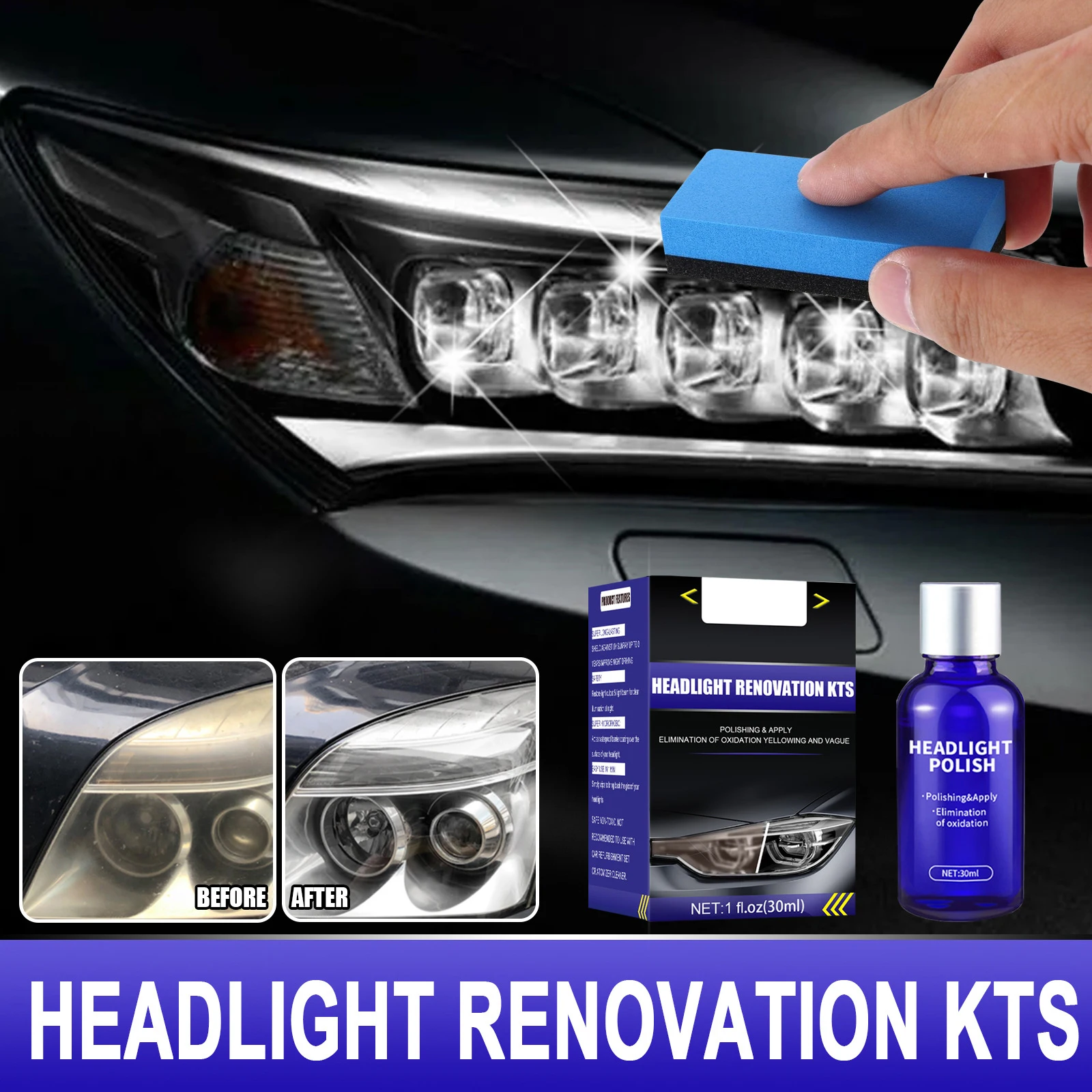 30ml 9H Car Headlight Cover Len Restorer Repair Liquid Resin Polish Cleaner Car Liquid Ceramic Coat To Repair Light Scratches