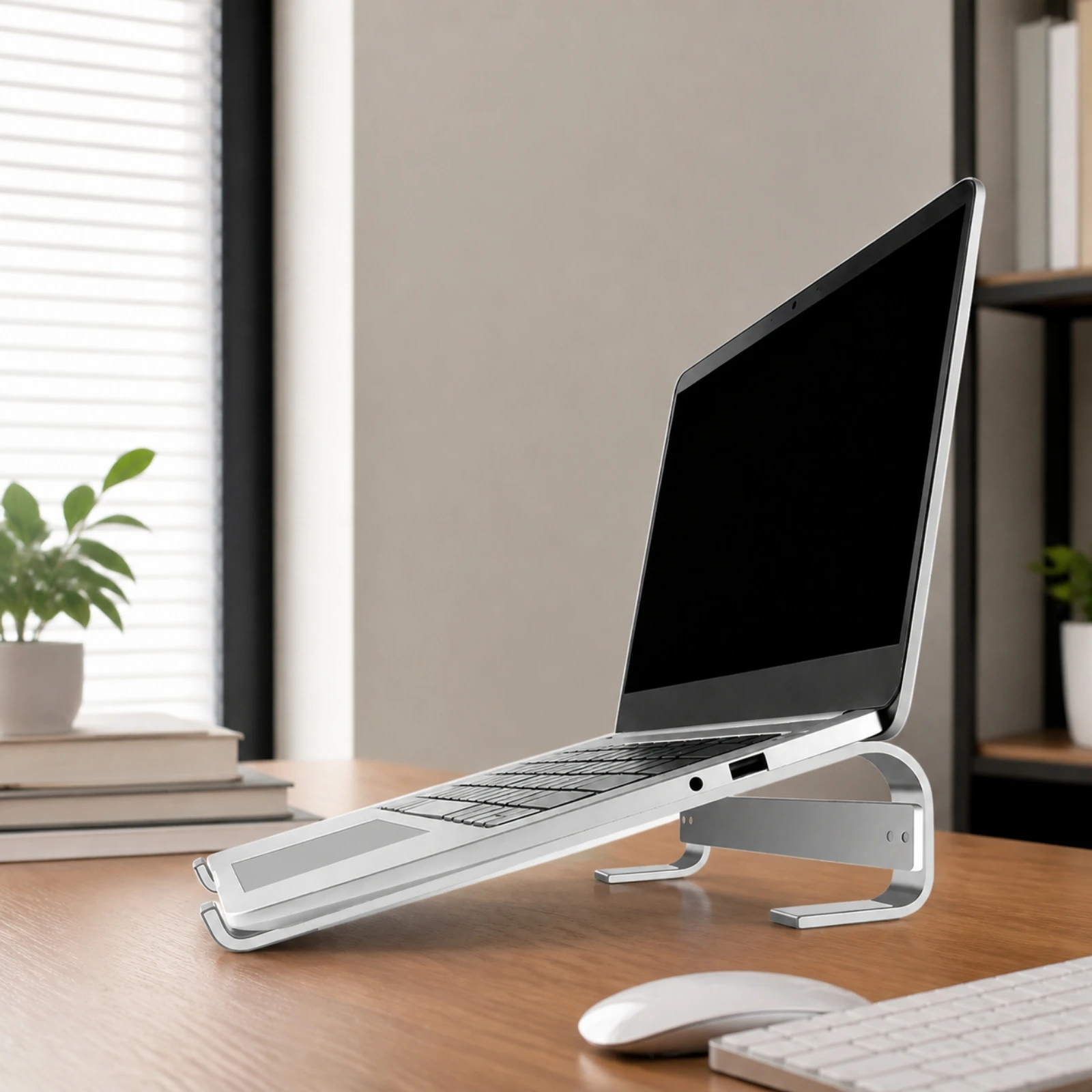 Cold-Rolled Steel Laptop Stand Heat-Dissipating Angled Laptop Stand with Front Lips Ergonomic Sleek for Everyday Computing