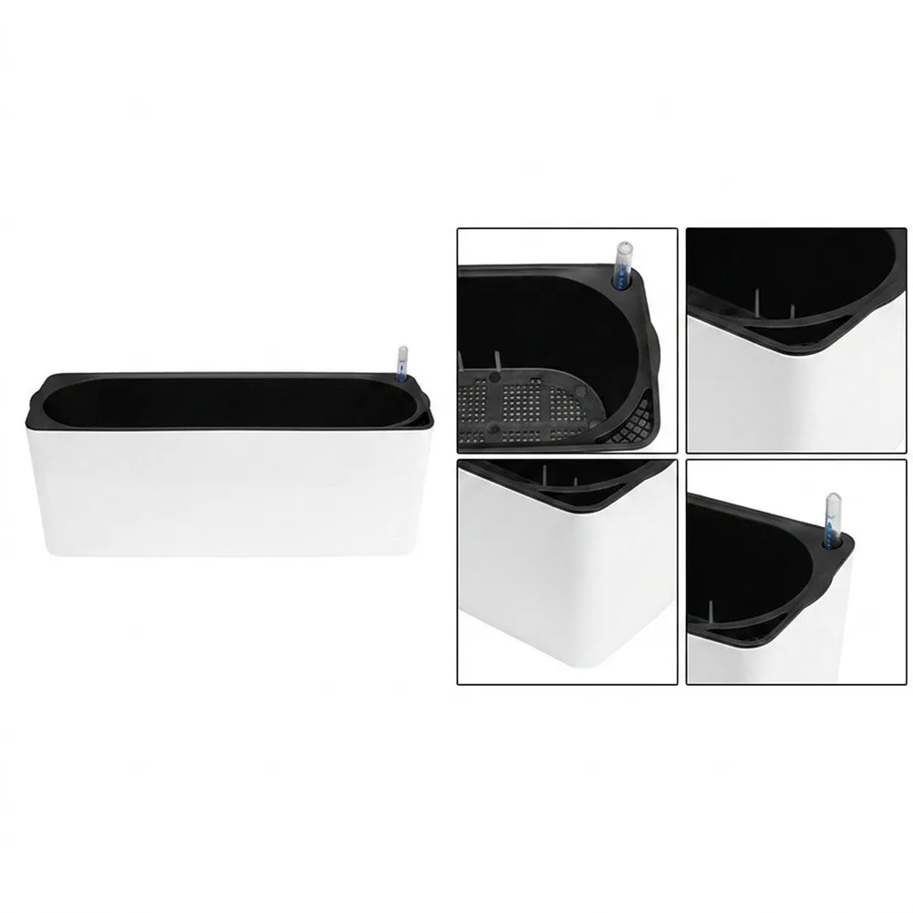 Rectangle Self‑Watering Flowerpot With Water Level Indicator Window, Plastic Box For Indoor Outdoor Garden Plant Growing