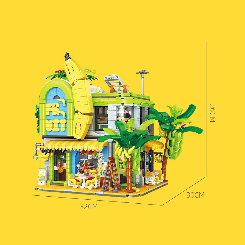 EN STOCK MOC créativité magasin de fruits et de bananes blocs de Construction briques modèle Construction bricolage jouets pour enfants coffret cadeau de noël