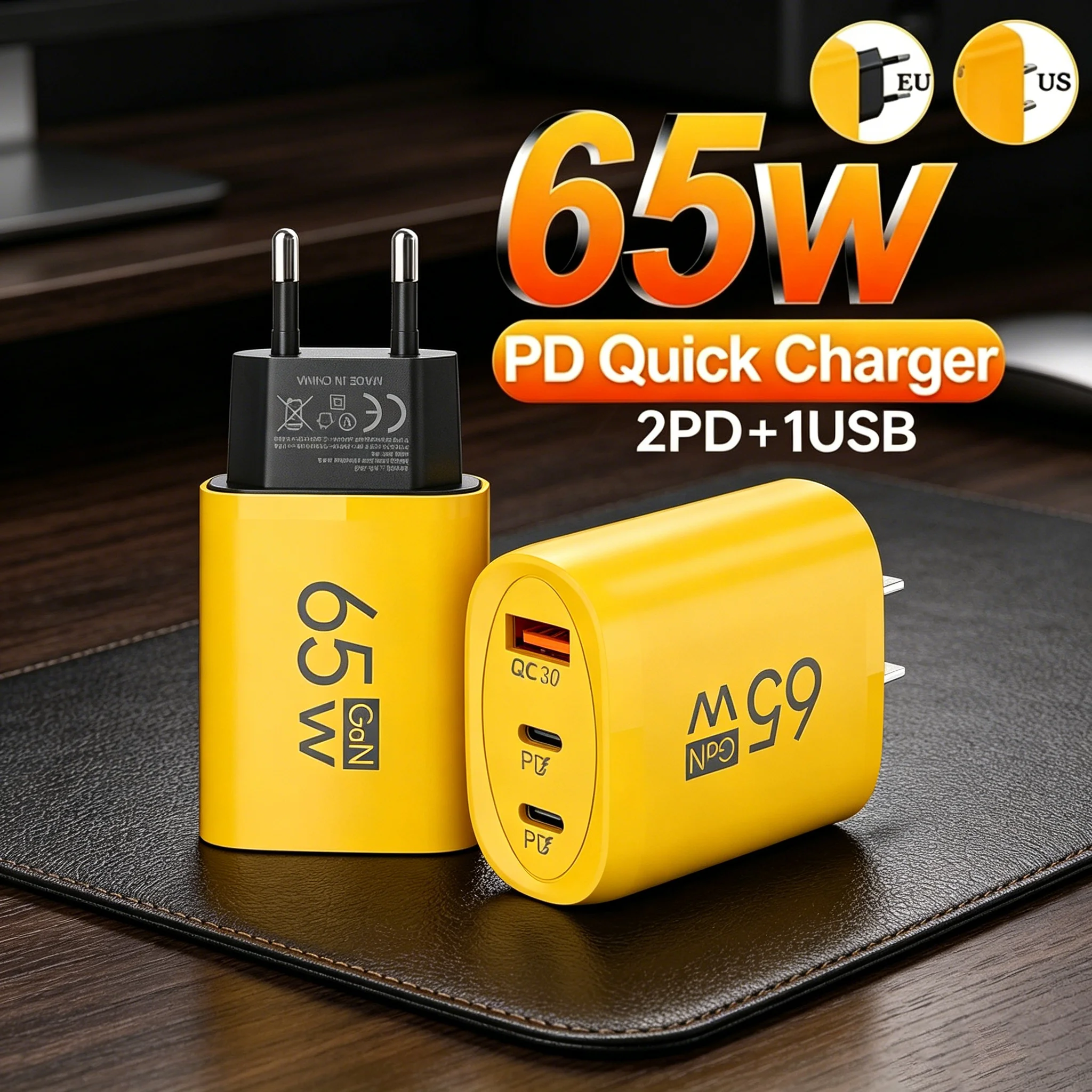 Samsung 65W3 Port USB GaN  Charger PD Type C QC.3.0 Fast Charging Charger Cellphone Travel Wall Adapter For iPhone Xiaomi Samsung Huawei - Aliexpress Deal