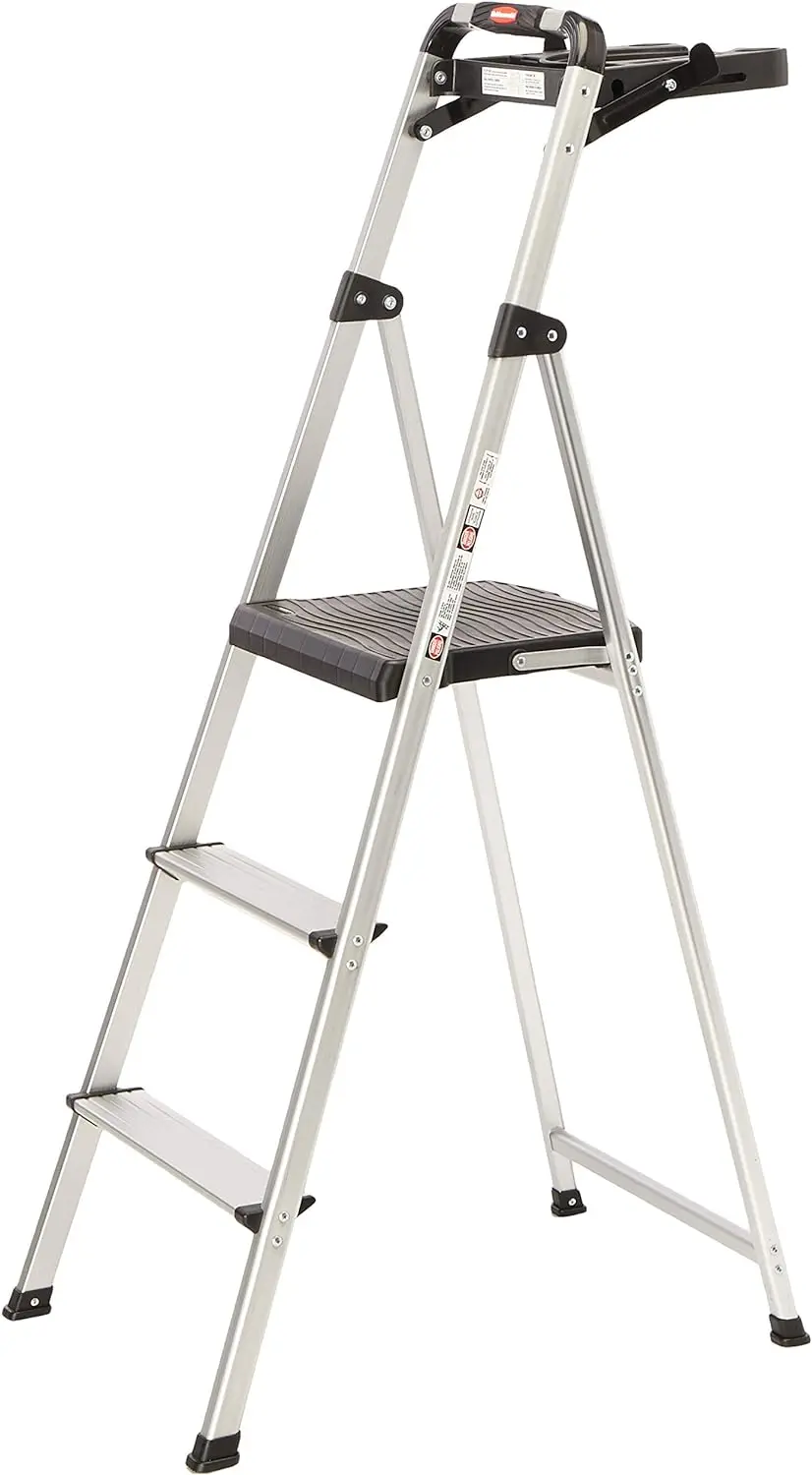 

Rubbermaid RM-SLA3-T 3-Step Lightweight Aluminum Folding Step Ladder with Project Tray, 225 lb Capacity, Gray