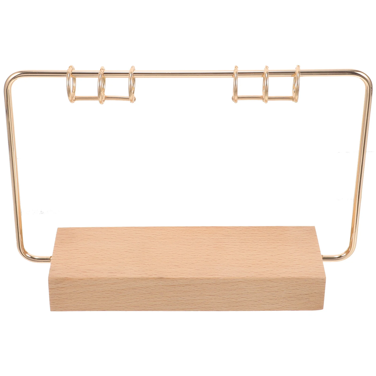 Solid Wood Desk Calendar Base Home Decor Support Wrought Iron Rack for Office Accessory Wooden Flip Holder