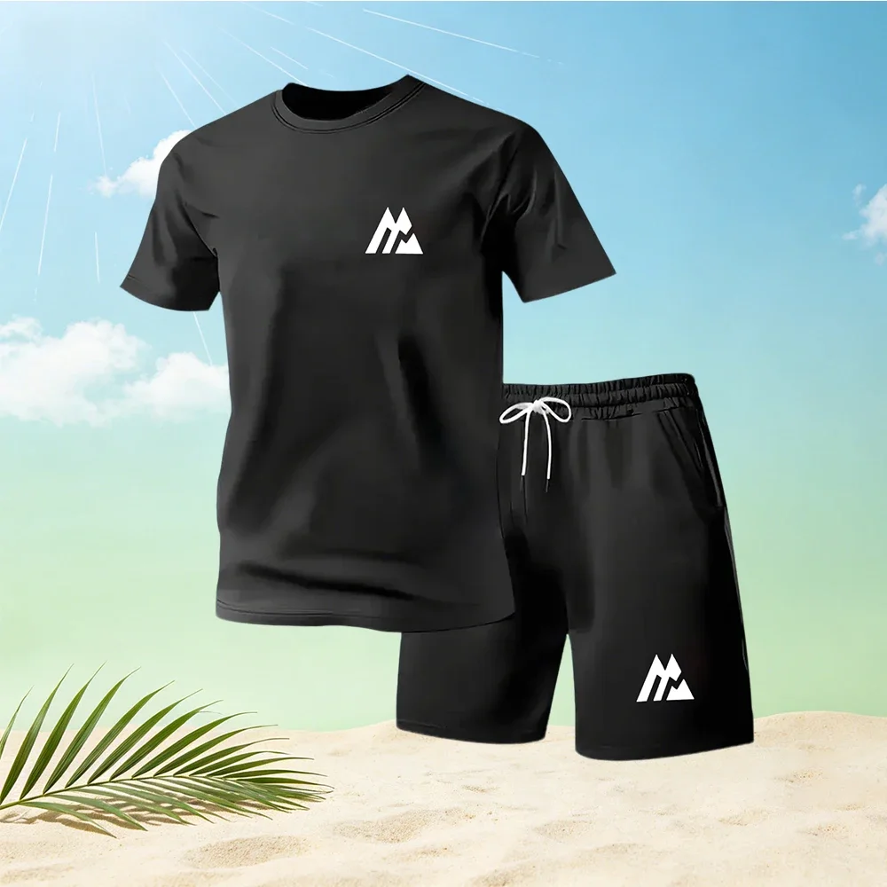 

Men Short-sleeved T-shirts Shorts Two-piece Sets Quick Dry Breathable New Summer Fitness Training & Exercise Sets Jogging Tops