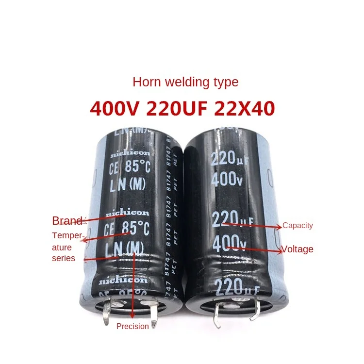 (1 Buah) 400V220UF 22X40 Kapasitor Elektrolit Nicicon 220UF 400V 22*40 Seri LN