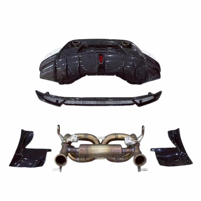 

P-style high-quality 3K carbon fiber rear bumper exhaust for Lamborghini Huracan LP610 LP580 body kit factory direct sales