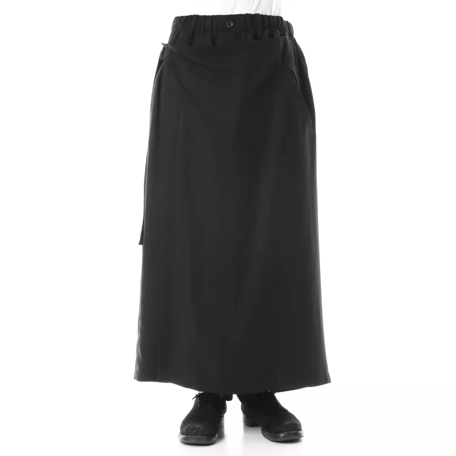 

YOJI OOAK, оригинальный дизайн, широкие брюки, весенняя юбка, мужские брюки, черные мужские брюки-кюлоты из тенсика с эластичной резинкой на талии