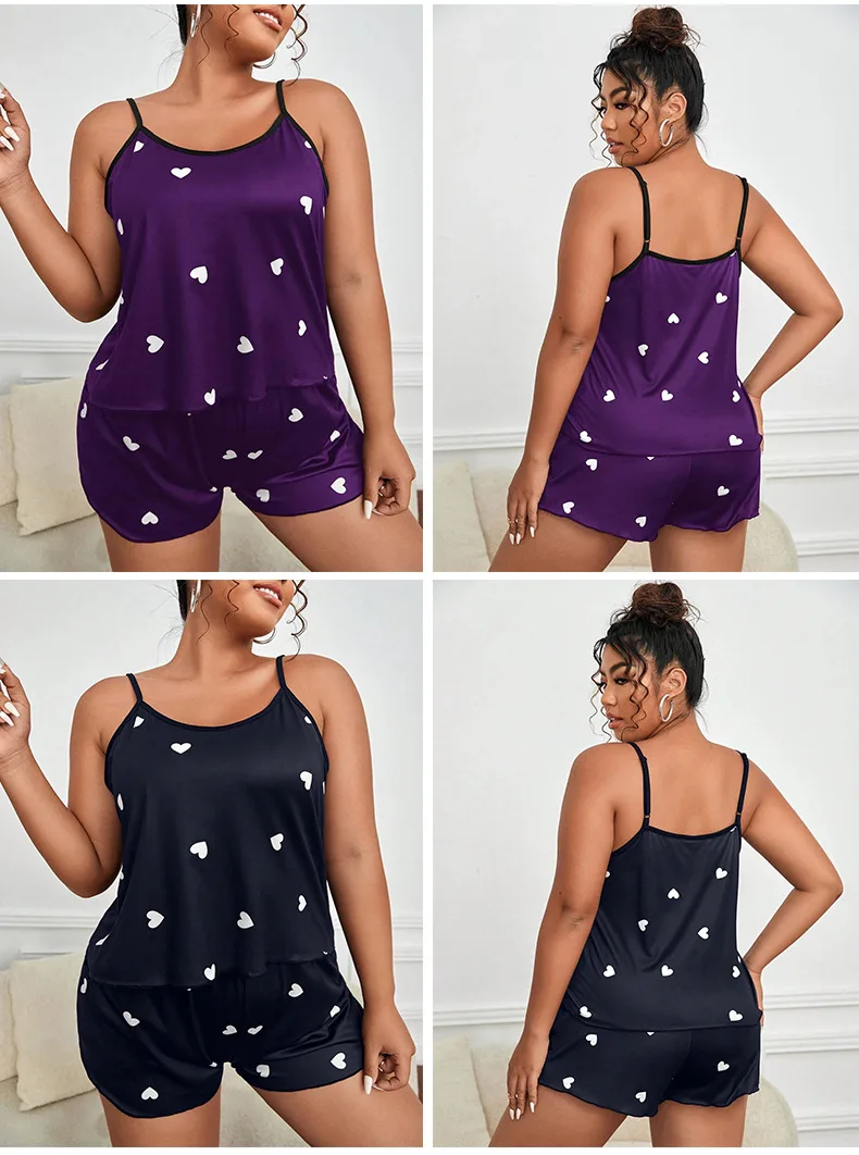 Große Größe Sommer Pyjamas Plus Größe Frauen Pyjama Set Sexy Frauen Ärmellose Nachtwäsche Frau frauen Schlaf Lounge Unterwäsche – Detail 3