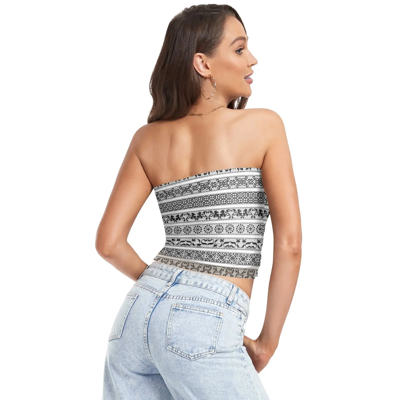 New Womens Sexy Strapless Off Shoulder Crop Tube Top Ethnic style Stretchy Bandeau Seamless Casual Basic Breast Wrap