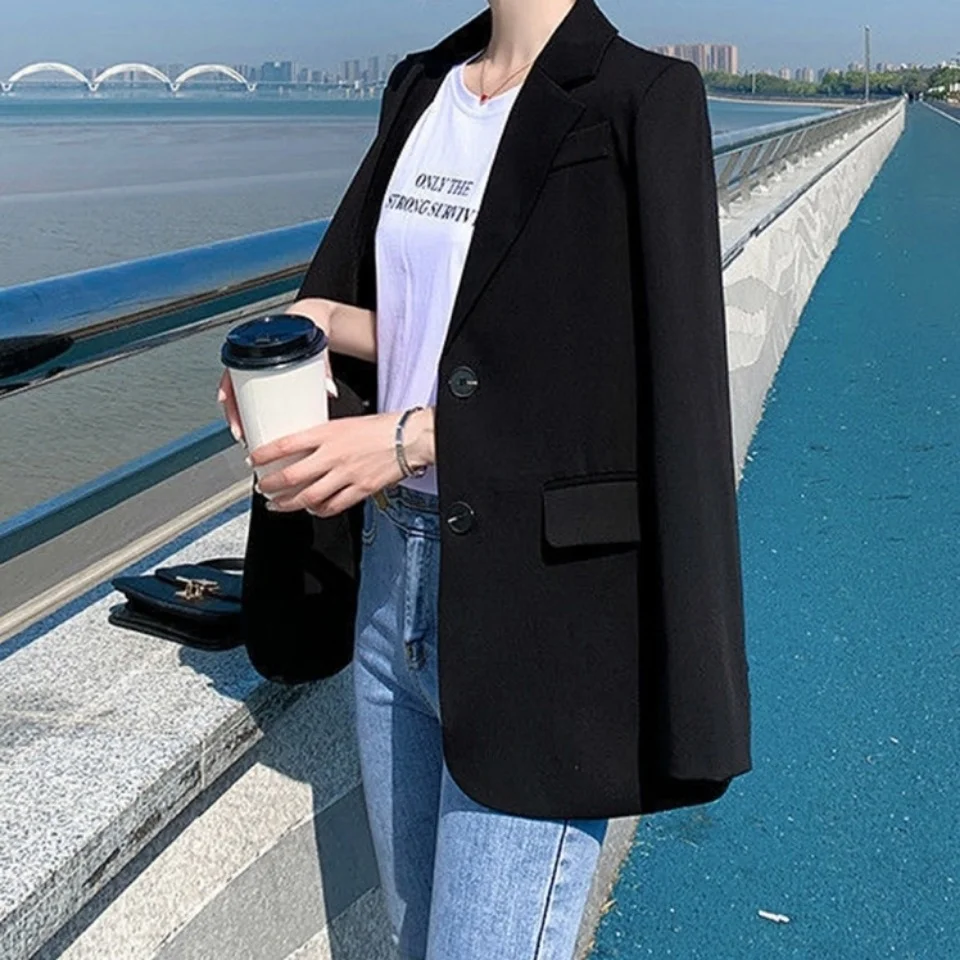 

Elegant And Youthful Woman Blazer Famale Double-Row Trends Collars Micro Transparent Embellishment Variety Figure Girlish