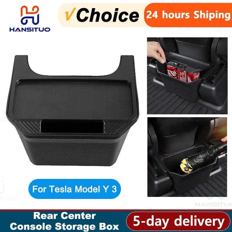 Per Tesla Model Y 3 2022 2023 TPE scatola portaoggetti per Console centrale posteriore Console per auto Organzier Tray Case pattumiera accessori per