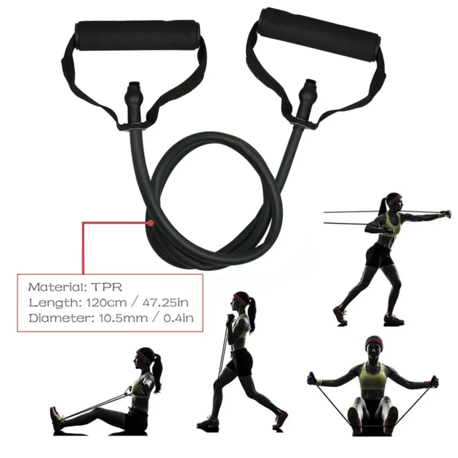 Premium Adjustable Elastic Resistance Bands with 5 Levels of Rubber Resistance for Intense Full Body Workout - Versatile Gym Equ