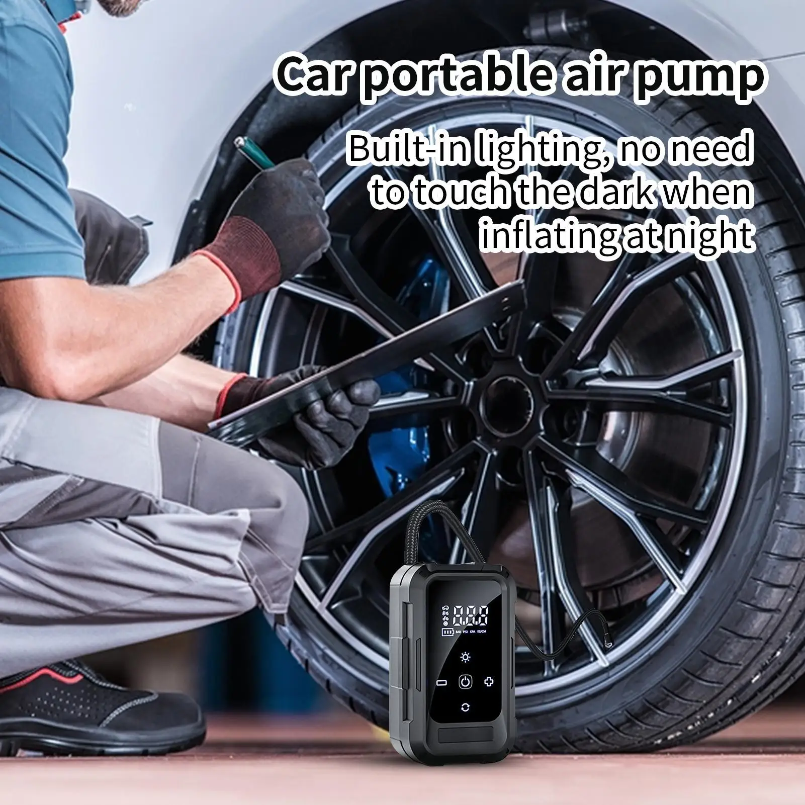 

Air Compressor Tire Air Compressor Auto Shut-Off Pump For Camping Motorcycle Care Garage Home Daily Commuting Long-Distance