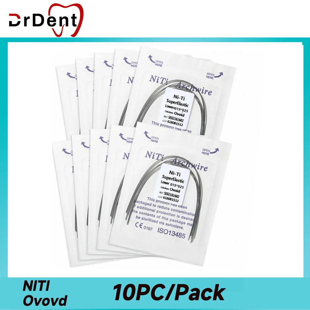 NiTi Arch Wire Brackets 10Pcs/Bag Orthodontics Brackets Ovoid Rectangular Shape Archwire for Braces Dental Super Elastic