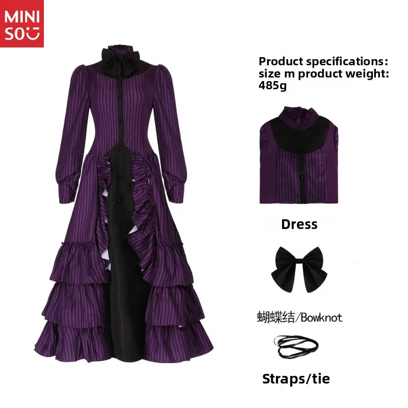 

Miniso Gothic Medieval Dress, Victorian Ruffle Gown, Anime Cosplay Costume