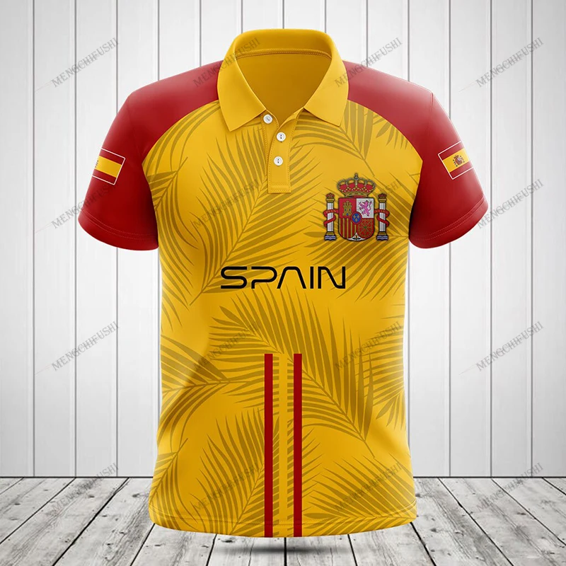 POLO unisex personalizado con símbolo de España, jersey fresco de verano, camisetas holgadas de manga corta, ropa Vintage para adultos y niños