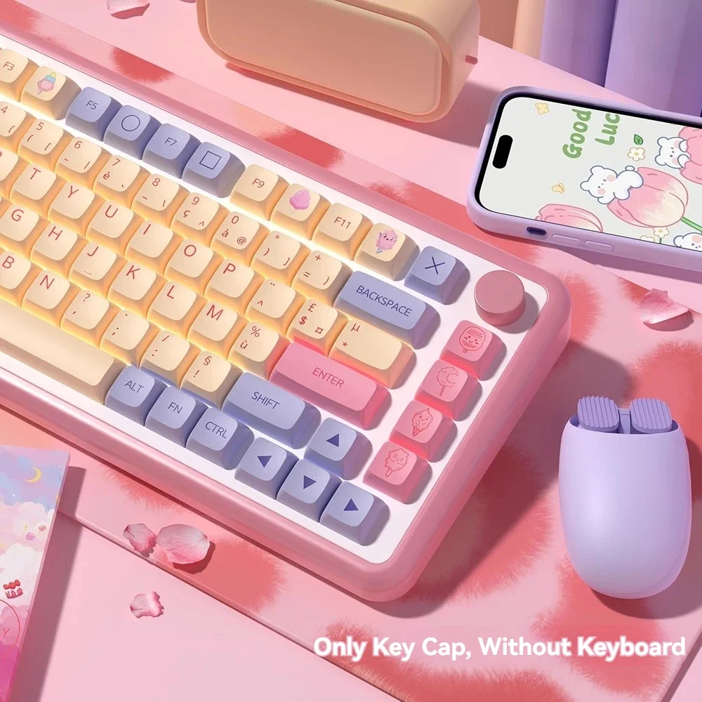 

Cotton Candy Theme Keycaps 136 Keys XDA PBT Japanese/Russian/Korean/Spanish/French/german/Portugal Custom Keycap for Keyboard