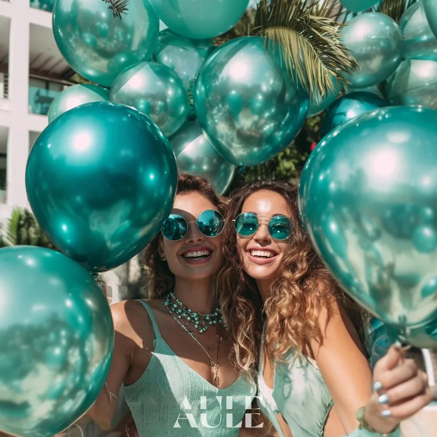 بالونات الحفلات 50 قطعة 12 بوصة أخضر أزرق مخضر معدني كروم هيليوم لامعة اللاتكس رشاقته بالون الديكور المثالي لبرة الزفاف