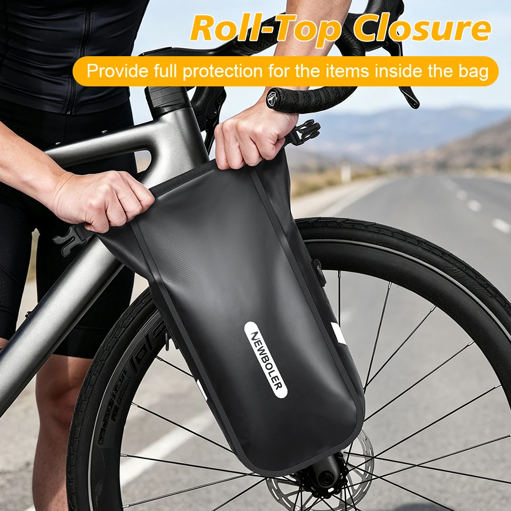 NEWBOLER 5,5L 10L Wasserdichte Fahrrad-Gabeltasche Schnellverschluss Fahrrad-Gepäckträgertasche Fahrradtasche Fahrradzubehör – Detail 8