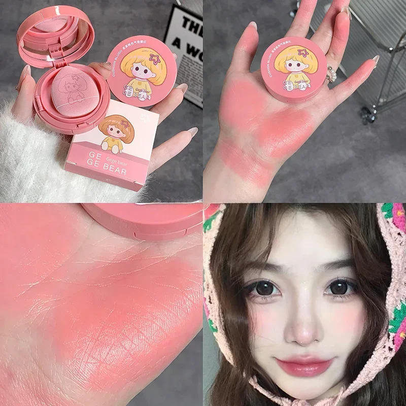 Air Cushion Blusher Peach Taro Pink Milk Blush Mashed Potato Brighten Shading Matte Blush Rouge Korean Makeup Cosmetic with Puff