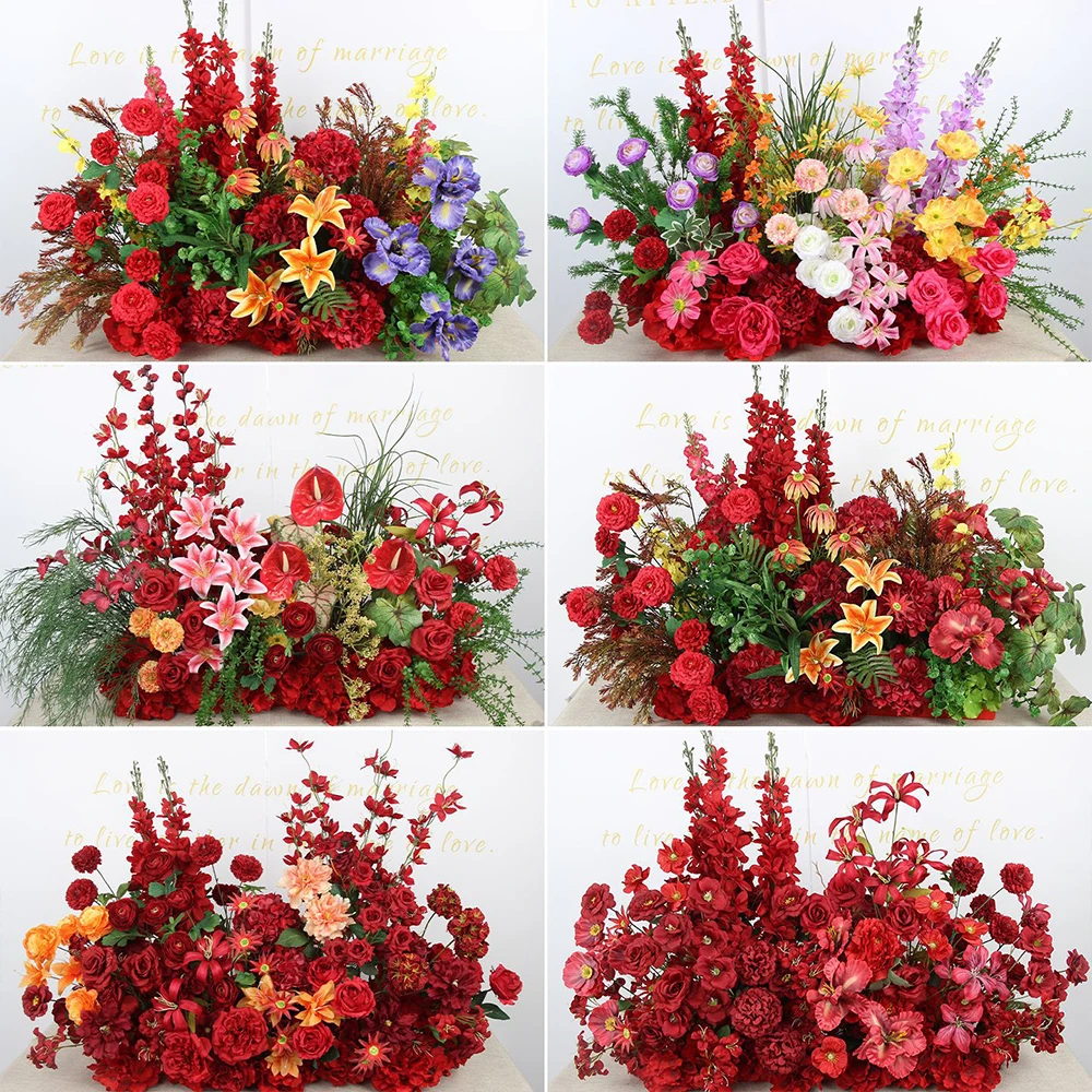 

Искусственная красная цветочная дорожка для китайской свадьбы, декор для фона, настольная дорожка, цветочная композиция для сцены, прохода, реквизит для мероприятий в зале