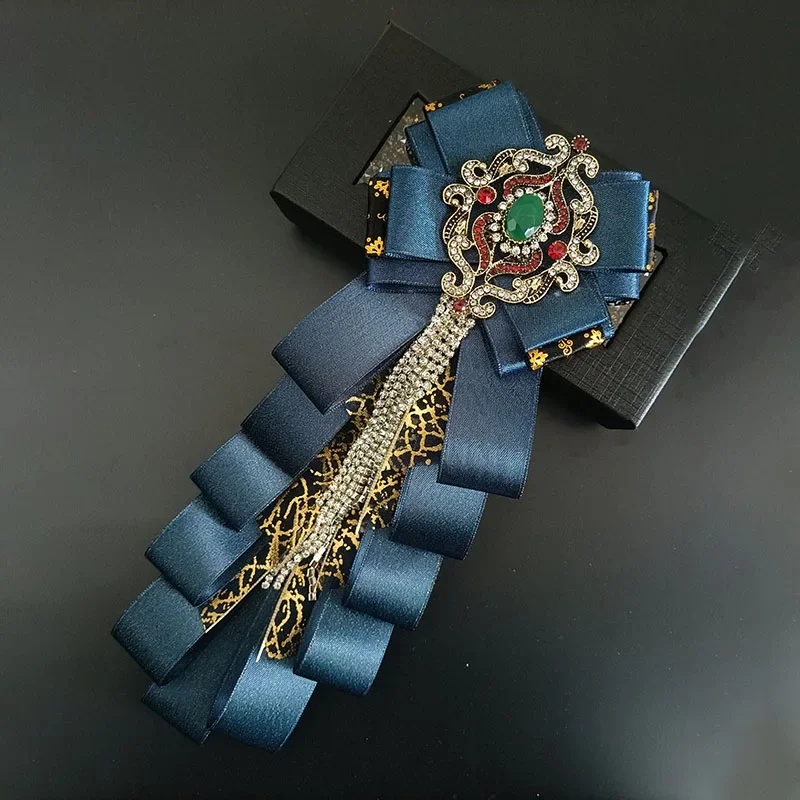 high-end-original-handmade-retro-luxury-business-banquet-cocktail-party-suit-shirt-men's-wedding-bow-collar-flower