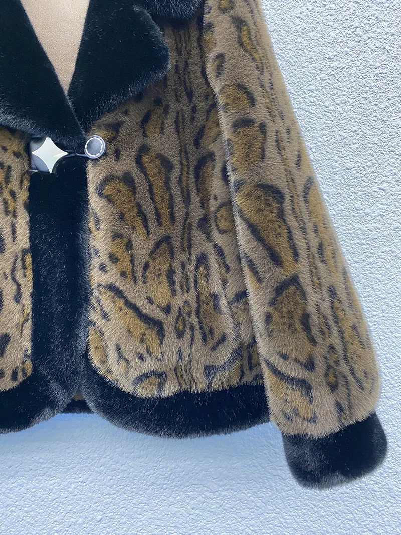 ZADORIN สไตล์เกาหลี Designer Mink เสื้อผู้หญิงเสือดาวพิมพ์แขนยาว Fluffy Faux FUR JACKET ผู้หญิงฤดูหนาว Coats Overcoat