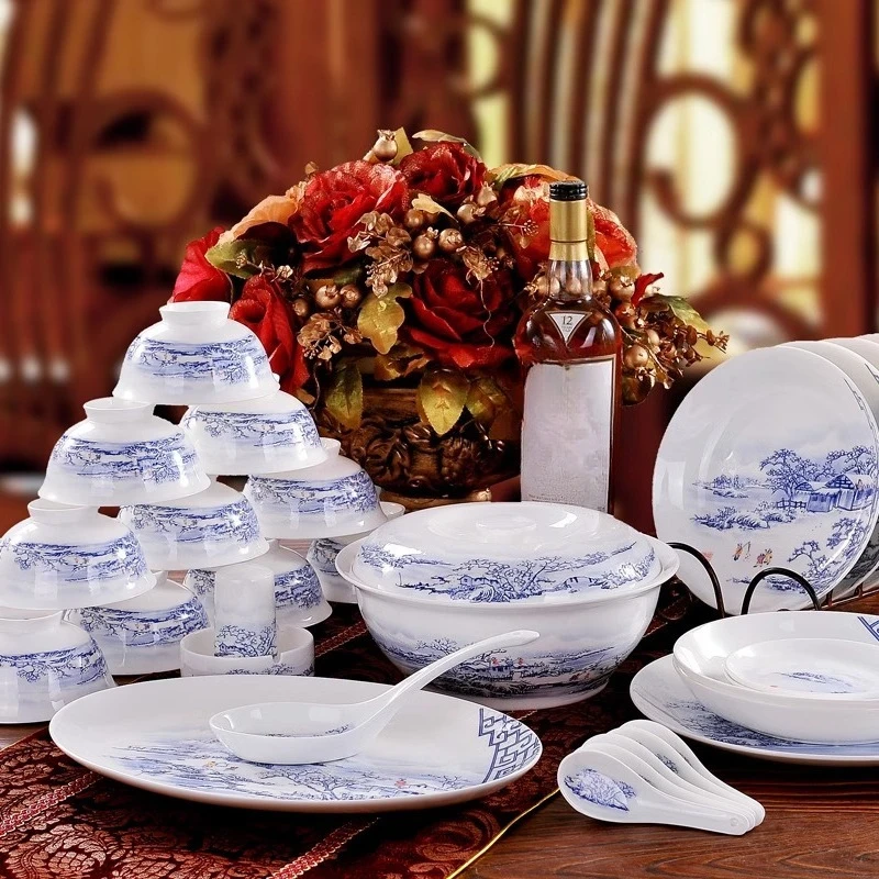 

Jingdezhen glaze color, Chinese high-end bone china tableware set