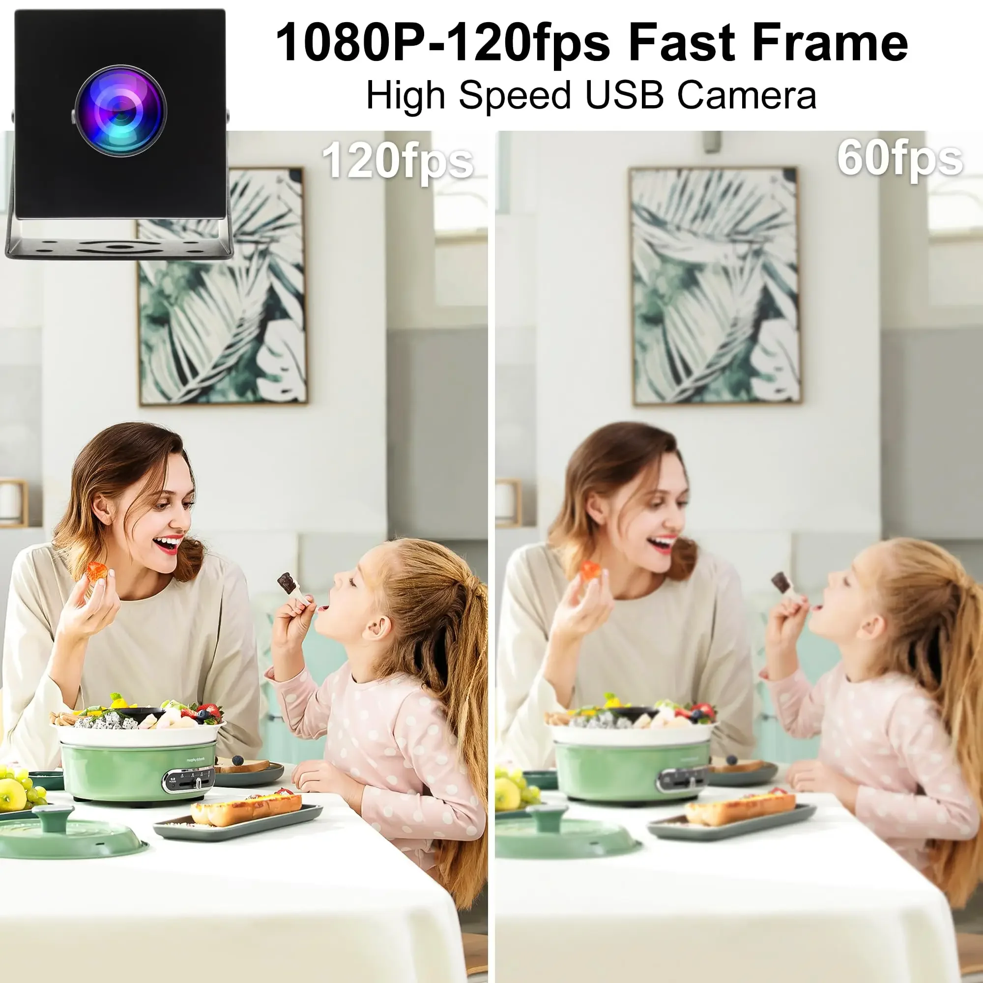 ELP 12MP Wide Angle No Distortion Lens 1080P 120fps USB Camera High Speed Mini PC Webcam IMX577 Industrial Lightburn Camera