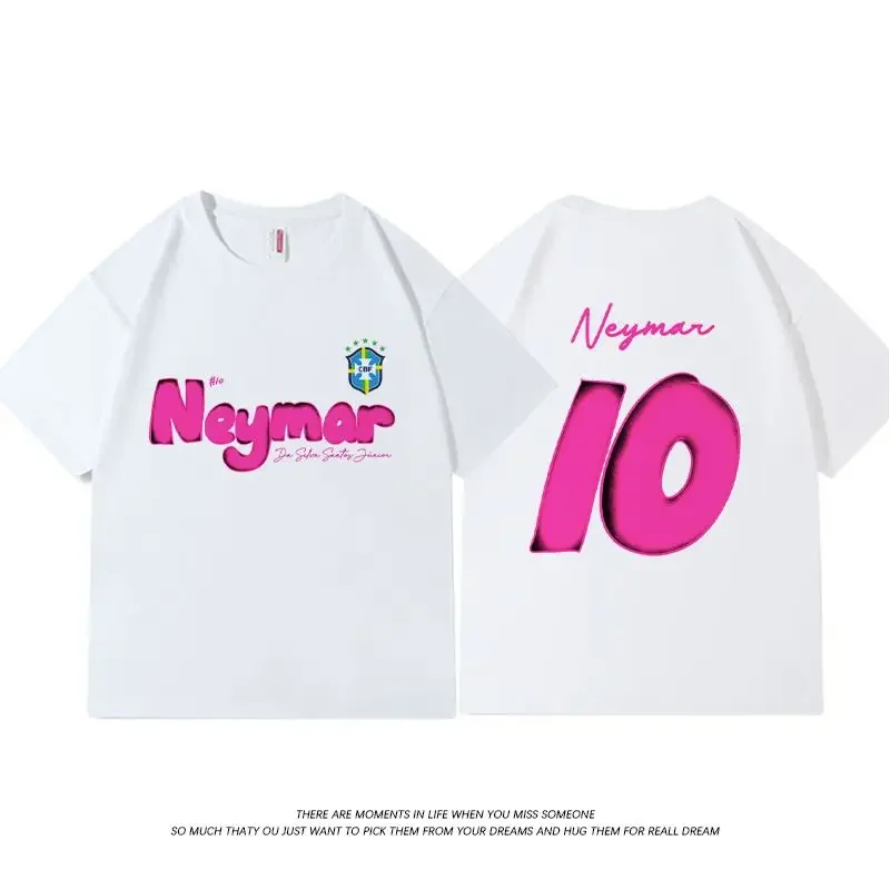 Summer New Retro Brazil Team Neymar Tide Brand Printing Pure Cotton Short-sleeved T-shirt Men's and Women's Short Sleeves