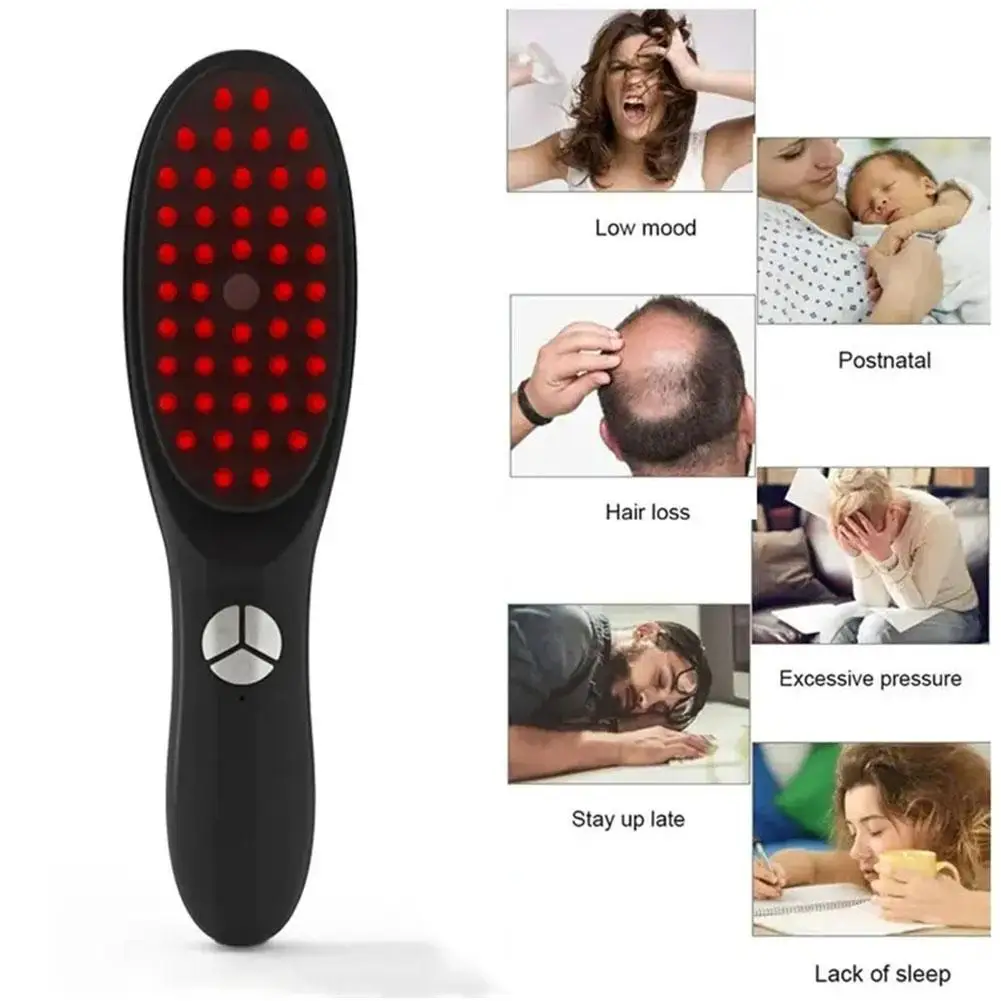 Electric Spray Massage Comb Micro Current Head Meridian Massager Anti Hair Loss Physiotherapy Red and Blue Light Nourish Scalp