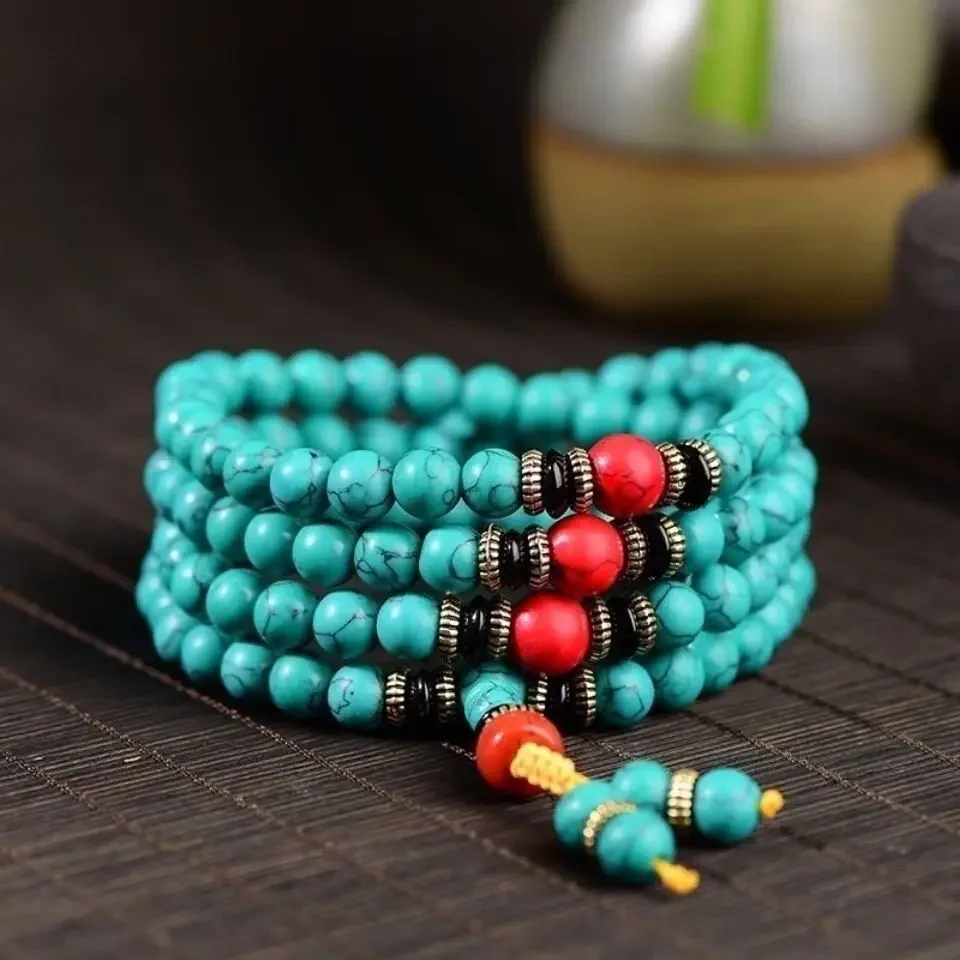 

X5-15 natural turquoise 108 beads tibetan ethnic style rosary