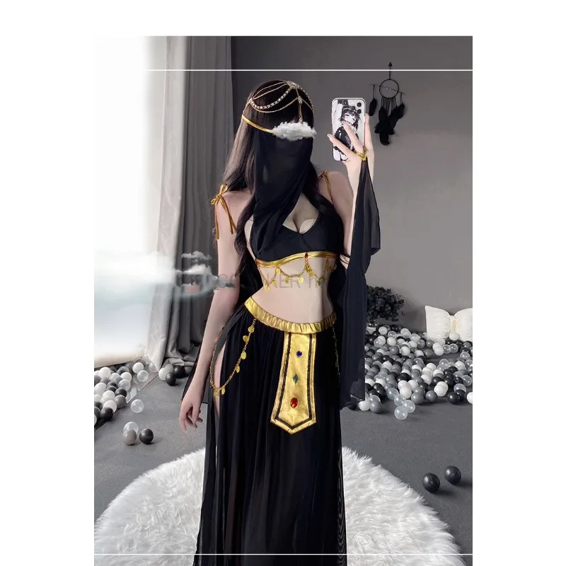 Sexy Goddess Princess Cos Cleopatra Bely Exotic Women Dancer Cosplay Costume Top and Skirt Set for Halloween Cosplay Costume view 4