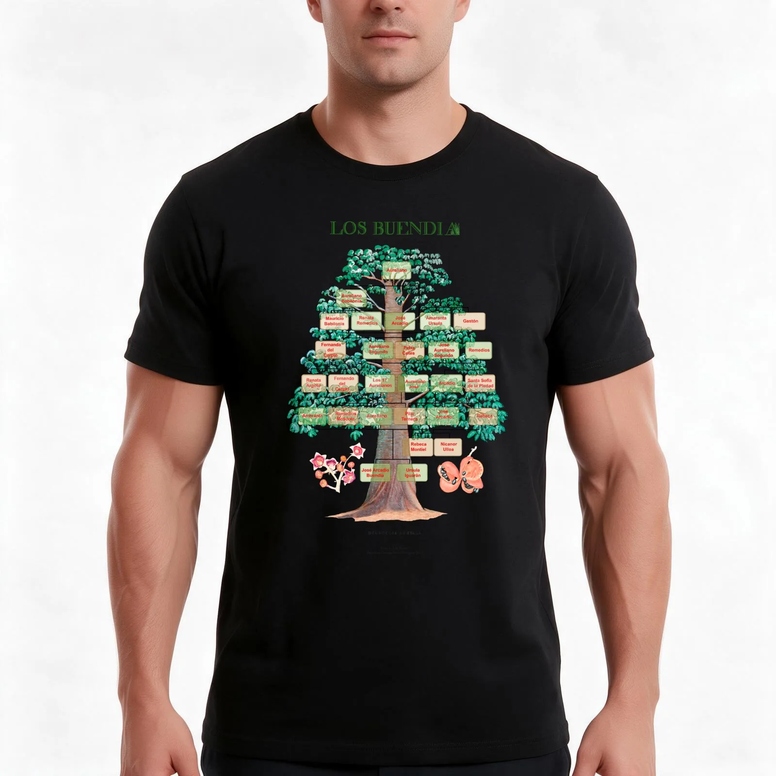 Los Buendía Family Tree, One Hundred Years of Solitude T-Shirt, Summer Casual Cotton Tee, Oversized Streetwear Tops, 100% Cotton