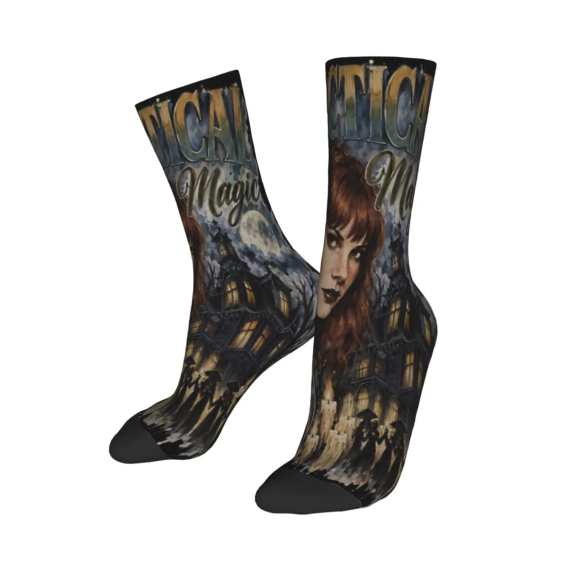Fashion Women Men Crew Socks Practical Magic 2 Witch Sisters Gothic Witchcraft Haunted House Halloween Soft  Breathable Socks