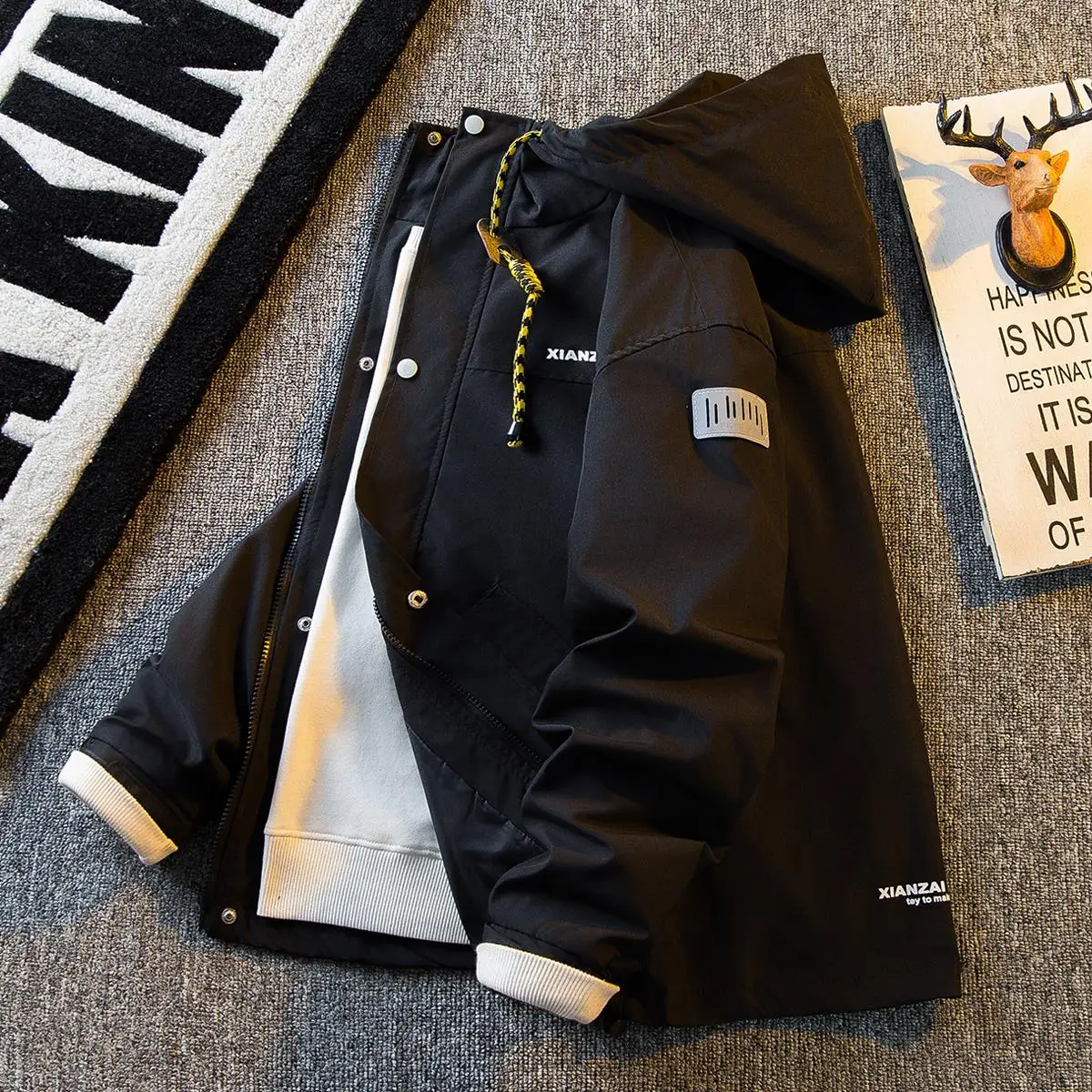 

Мужская куртка с капюшоном в американском функциональном стиле, весенне-осенняя, ветрозащитная, с длинными рукавами, молодежная, популярная, свободного кроя, модная рабочая одежда